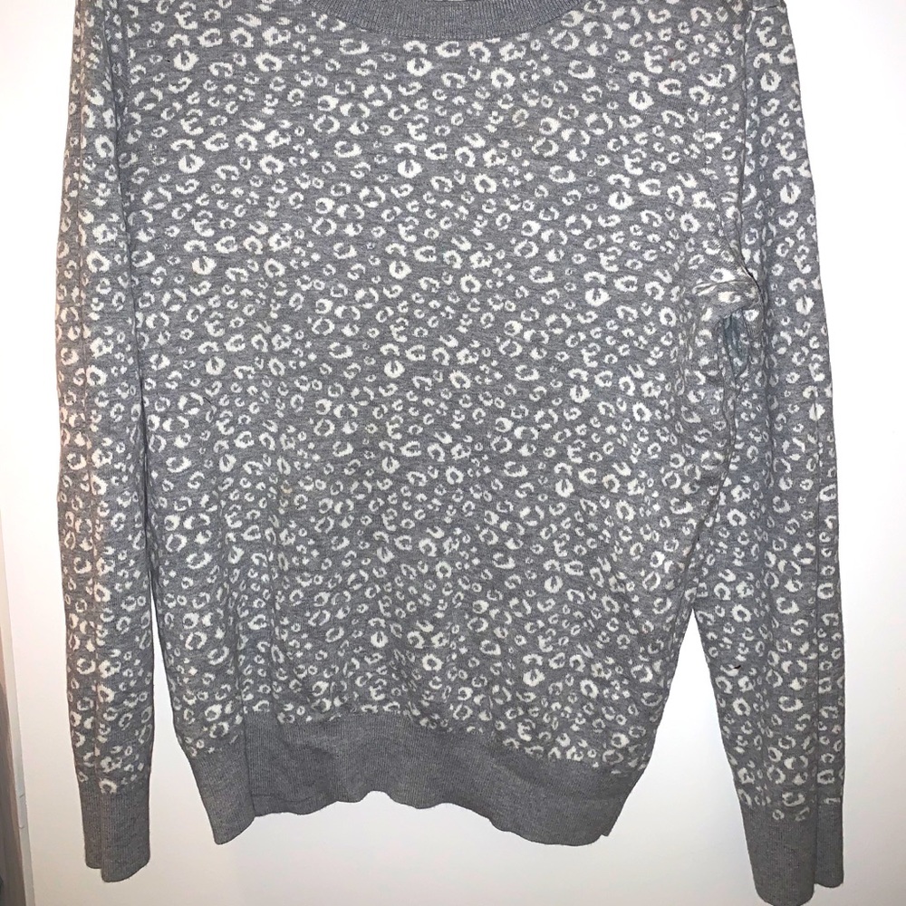 Loft Grey Spotted Print Sweater